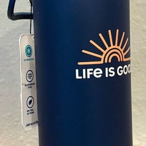 Life Is Good 26 Fl Oz Wide Mouth Stainless Steel Water Bottle, Navy Blue, BNWT